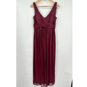 David's Bridal Red Ruched Formal Maxi Dress